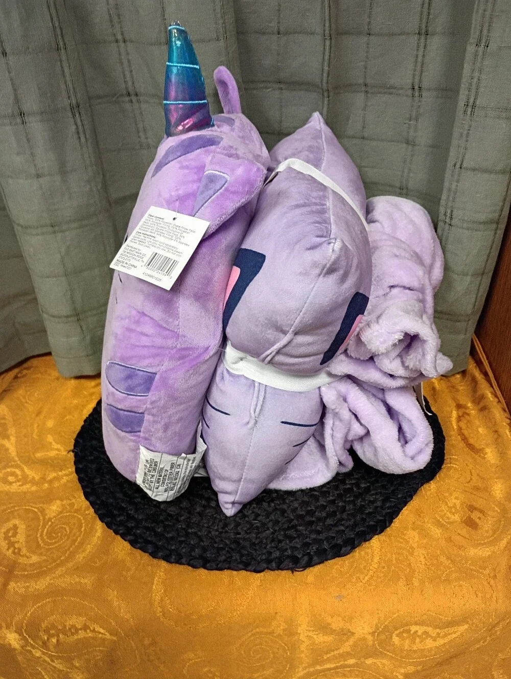 NWT Comfort Bay For Kids 3 Piece Kids Travel Set Purple Caticorn Plush